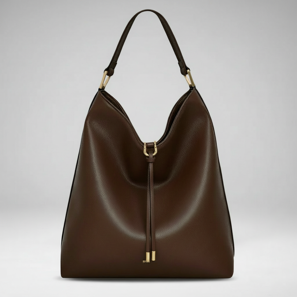 Mala castanha com fundo de estúdio