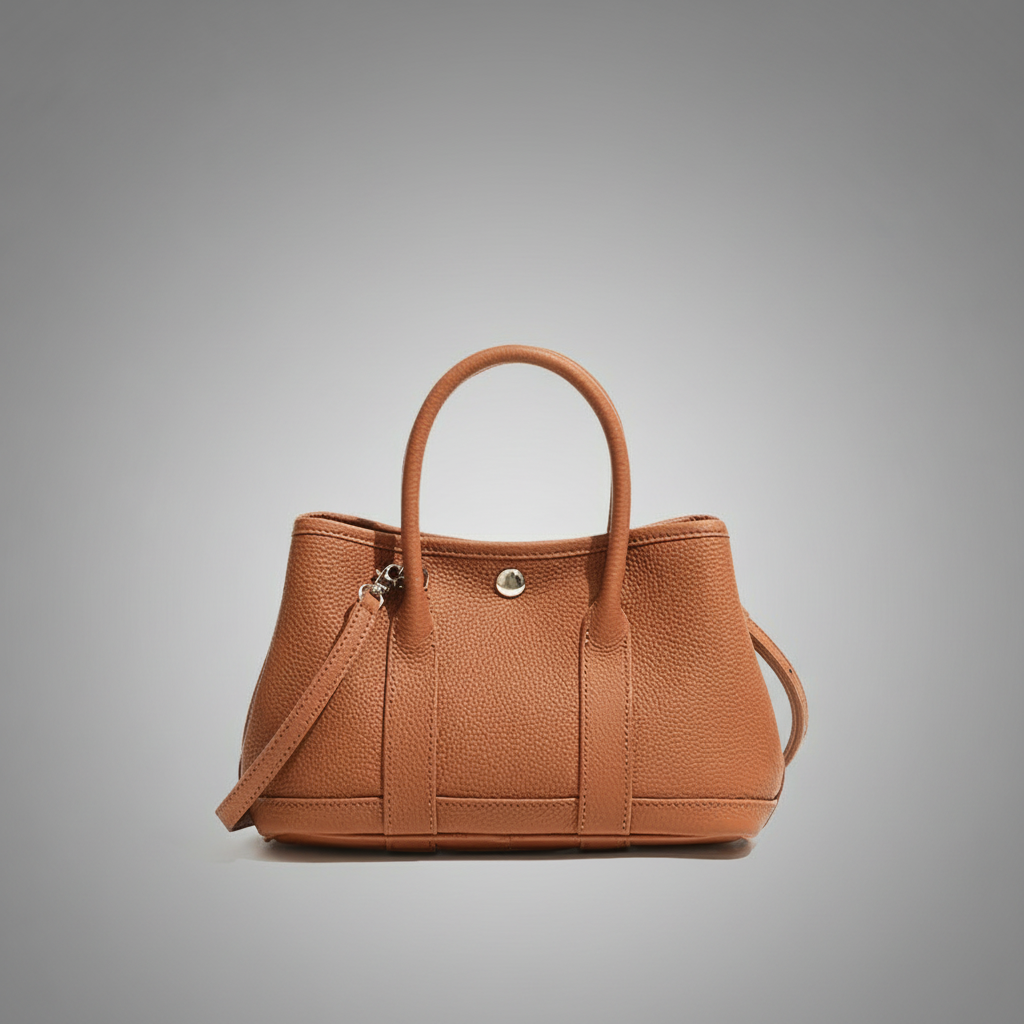 Mala castanha com fundo de estúdio