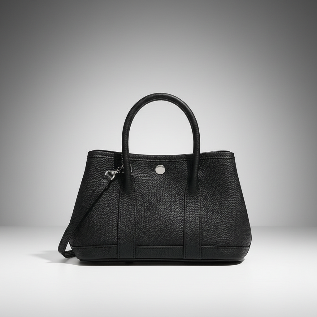 Mala preta com fundo de estúdio