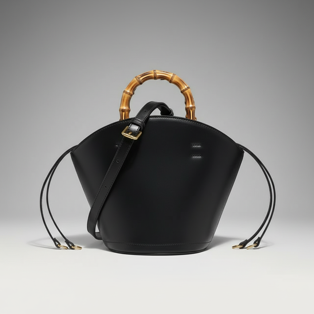 Mala preta com fundo de estúdio