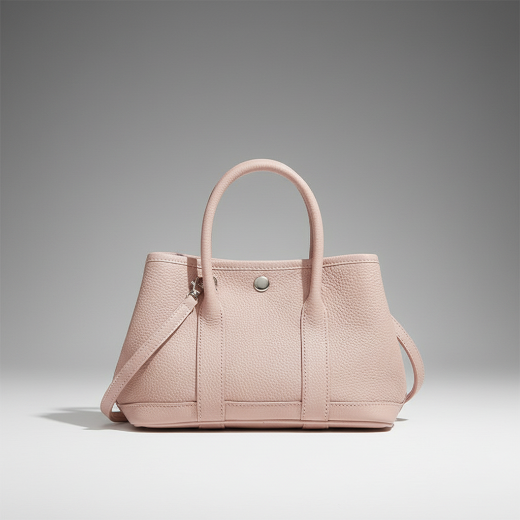 Mala rosa com fundo de estúdio