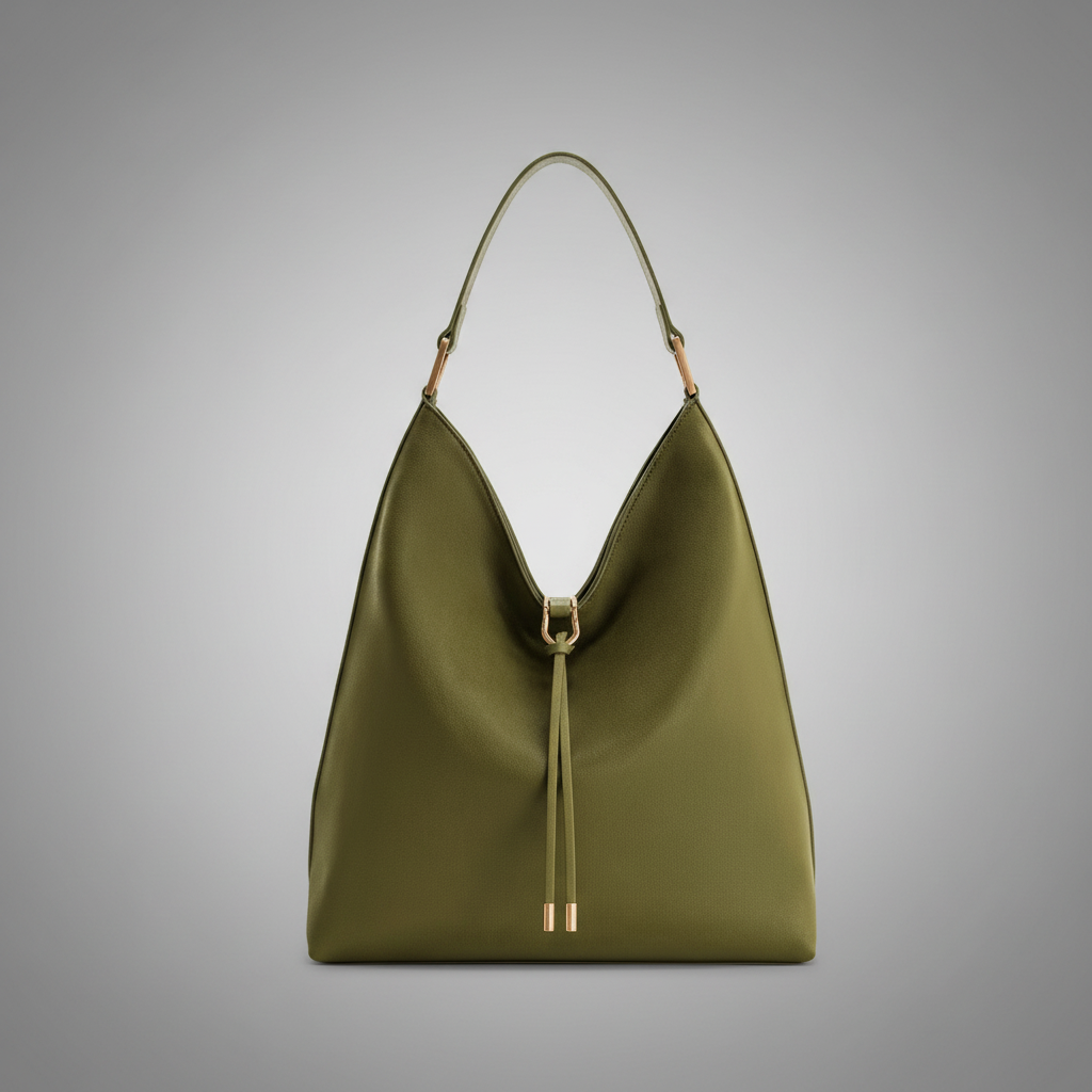 Mala verde com fundo de estúdio