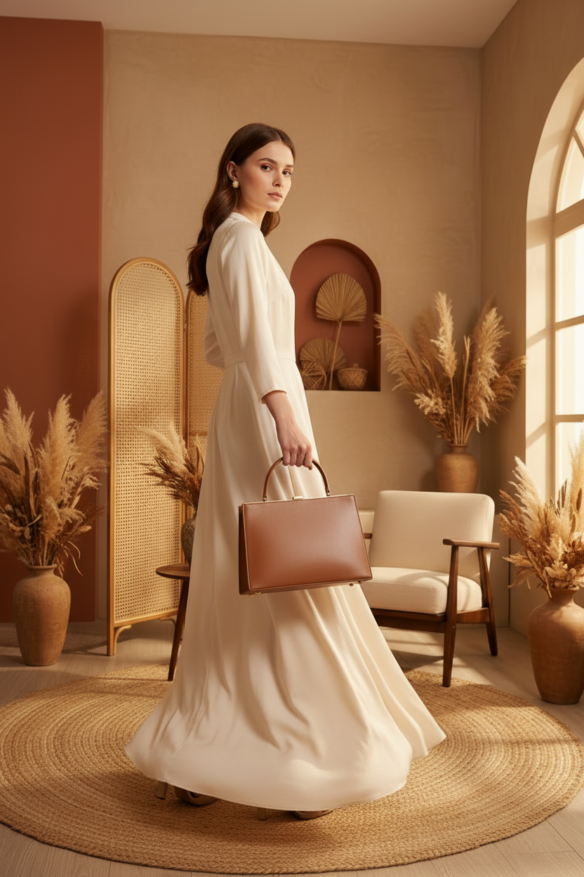 Modelo em movimento com mala